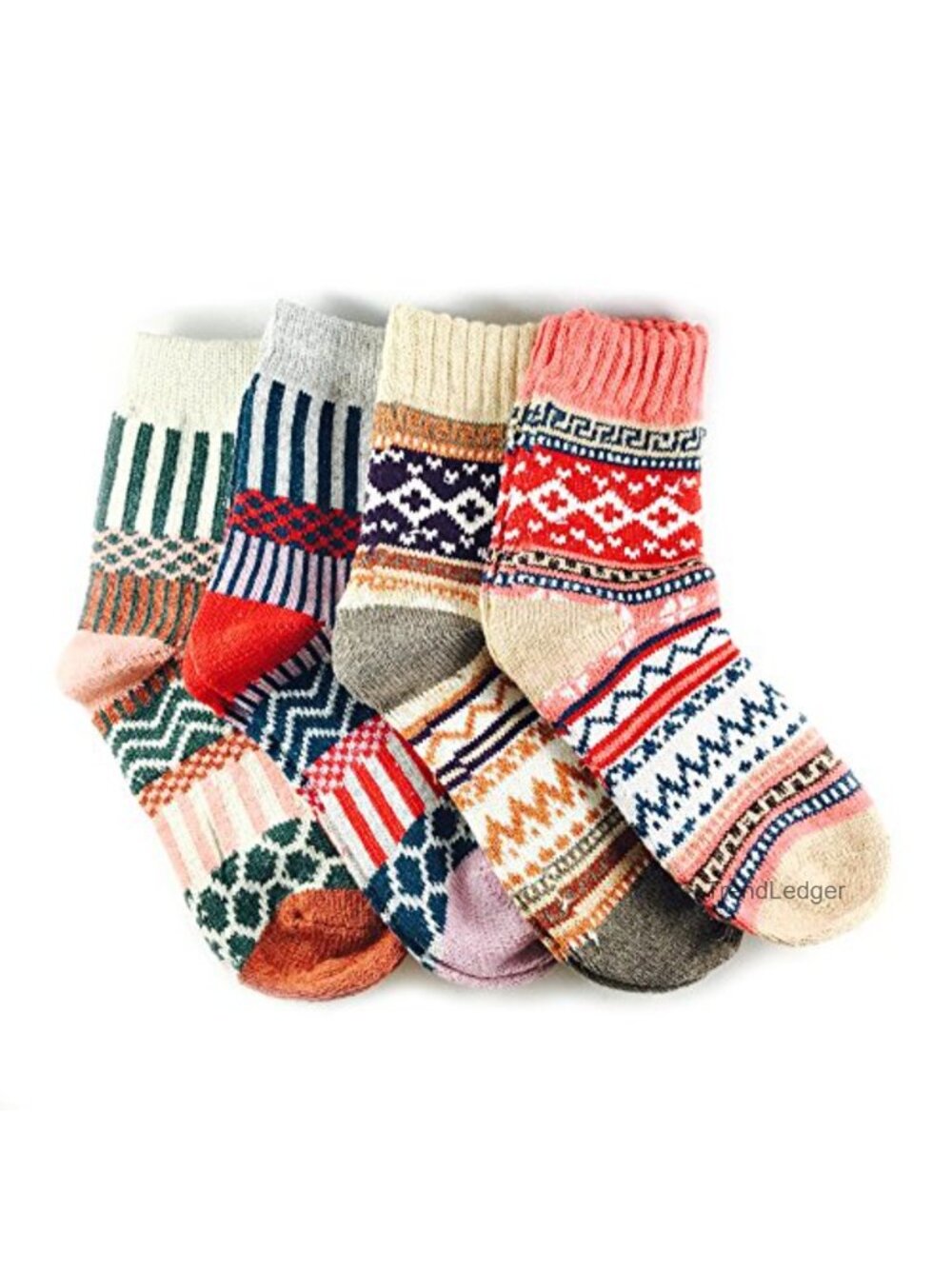 Wool Cotton Blend Thick Winter Crew Socks Multicolor Warm Calf Socks